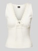 Gina Tricot Tanktop mit Spitzenbesatz Offwhite