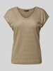 Only Top met V-hals, model 'SILVERY' Taupe