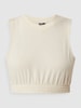 Pieces Korte top van katoenmix, model 'Videl' Offwhite