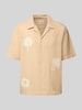 Only & Sons Regular Fit Leinenhemd mit Motiv-Stitching Modell 'CAIDENLY' Orange