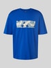 Hugo Blue T-shirt met motiefprint, model 'Nurix' Koningsblauw