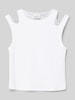 s.Oliver RED LABEL Cropped Tanktop in Ripp-Optik mit Cut Outs Weiss