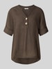 ZABAIONE Relaxed Fit Leinenbluse mit V-Ausschnitt Modell 'Is44sii' Dunkelbraun