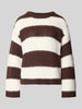 PIECES Regular fit pullover in two tone look model 'DORTHEA' Donkerbruin