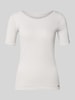 Marc Cain T-Shirt mit Rundhalsausschnitt und Label-Detail Stein