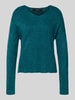 Vero Moda Regular Fit Strickpullover mit V-Ausschnitt Modell 'CREWLEFILEGLITTER' Petrol