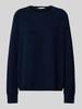 0039 Italy Gebreide pullover van kasjmiermix met raglanmouwen, model 'NIKITA' Donkerblauw