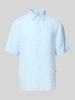 BOSS Orange Regular Fit Leinenhemd mit 1/2-Arm Modell 'Rash' Hellblau