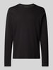 Christian Berg Men Longsleeve mit geripptem Rundhalsausschnitt Black