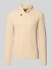 JACK & JONES Premium Sweter z dzianiny ze ściegiem warkoczowym model 'CALLUM' Piaskowy melanż