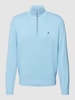 Fynch-Hatton Strickpullover mit Label-Stitching Modell 'Troyer' Hellblau