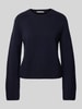 Lanius Gebreide pullover met trompetmouwen Marineblauw gemêleerd