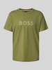 BOSS T-shirt met labelprint Olijfgroen
