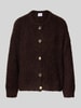 VILLA SOPHIE Loose fit gebreid jack met wol Donkerbruin