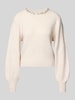 Only Regular Fit Strickpullover mit Schmucksteinbesatz Modell 'ELSA' Beige