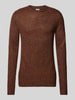 Jack & Jones Gebreide pullover met ronde hals, model 'LEWIS' Middenbruin gemêleerd