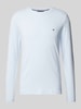 Tommy Hilfiger Regular Fit Longsleeve aus Viskose mit Label-Stitching Hellblau