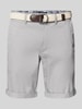 MCNEAL Slim fit bermuda met riem Flanel gemêleerd