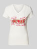 Guess T-shirt met bloemenmotief en labelprint Offwhite