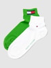 Tommy Hilfiger Sokken met labeldetail in een set van 2 paar, model 'MEN QUARTER 2P FLAG' Groen