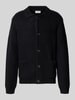 Lindbergh Relaxed Fit Strickjacke aus elastischem Baumwoll-Mix Black