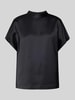 s.Oliver BLACK LABEL Loose fit satijnen blouse met korte mouwen en extra brede schouders Zwart