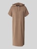 Christian Berg Woman Sweatkleid mit Statement-Print und Kapuze Mittelbraun