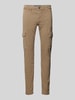 MAC Tapered fit cargobroek met riemlussen, model 'Driver' Beige