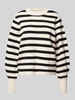 Jake*s Collection Gebreide pullover met ballonmouwen en ronde hals Offwhite