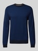 BOSS Gebreide pullover met ribboorden, model 'Eltoro' Marineblauw