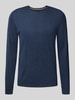 Christian Berg Men Regular fit pullover van puur katoen in gebreide look Marineblauw gemêleerd