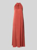 Jake*s Collection midi-jurk van viscosemix met halter Roestrood