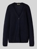 Smith and Soul Oversized gebreid cardigan met V-hals, model 'HAIRY' Marineblauw