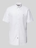 Tommy Hilfiger Regular Fit Business-Hemd mit Label-Stitching Weiss