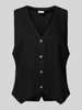 FREE/QUENT Linnen gilet met V-hals, model 'Lava' Zwart
