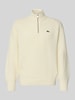Lacoste Regular Fit Troyer aus reiner Wolle Offwhite