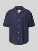Only & Sons Relaxed Fit Freizeithemd aus Baumwoll-Leinen-Mix Modell 'CAIDEN' Marine