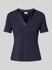 s.Oliver BLACK LABEL Regular Fit T-Shirt aus Viskose-Mix mit Satinausschnitt Marine