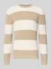 MCNEAL Strickpullover mit Streifenmuster und Rundhalsausschnitt Mud Melange