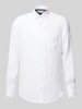 Christian Berg Men Regular Fit Leinenhemd mit Button-Down-Kragen Weiss