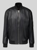 BOSS Orange Regular Fit Lederjacke im College-Stil Modell 'JAKRI' Black