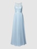 Luxuar Abendkleid mit Strasssteinbesatz Hellblau