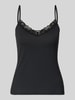 SKINY Top o kroju slim fit z obszyciem koronką Czarny