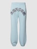 REVIEW Sweatpants met labelstitching IJsblauw