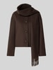 COMMA Jacke aus Woll-Mix mit Schal Dunkelbraun