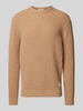 Manuel Ritz Wollpullover mit Label-Patch Beige