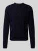 Manuel Ritz Gebreide pullover met kabelpatroon en ronde hals Marineblauw