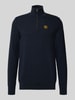 PME Legend Gebreide pullover met ribboorden Marineblauw