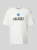 Hugo Blue T-Shirt mit Label-Print Modell 'Newromi' Offwhite