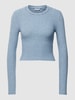 Noisy May Cropped Longsleeve mit Streifenmuster Modell 'POSY' Hellblau